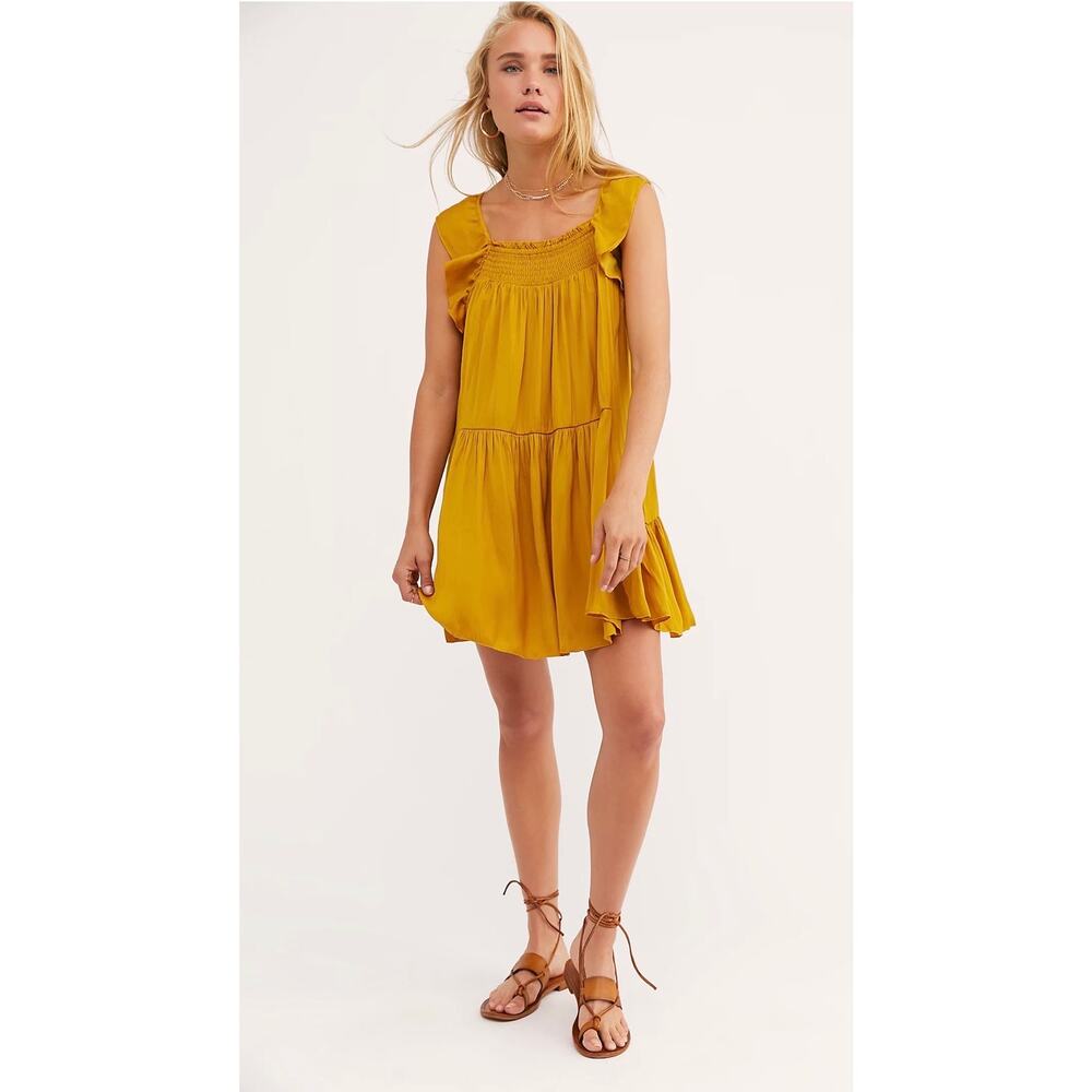 Free People Wear Your Love Slip Dress Gold Small